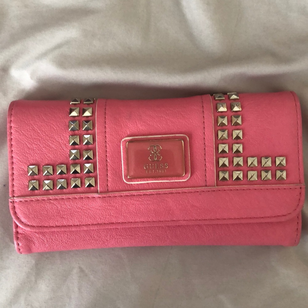 Salmon colored Guess wallet